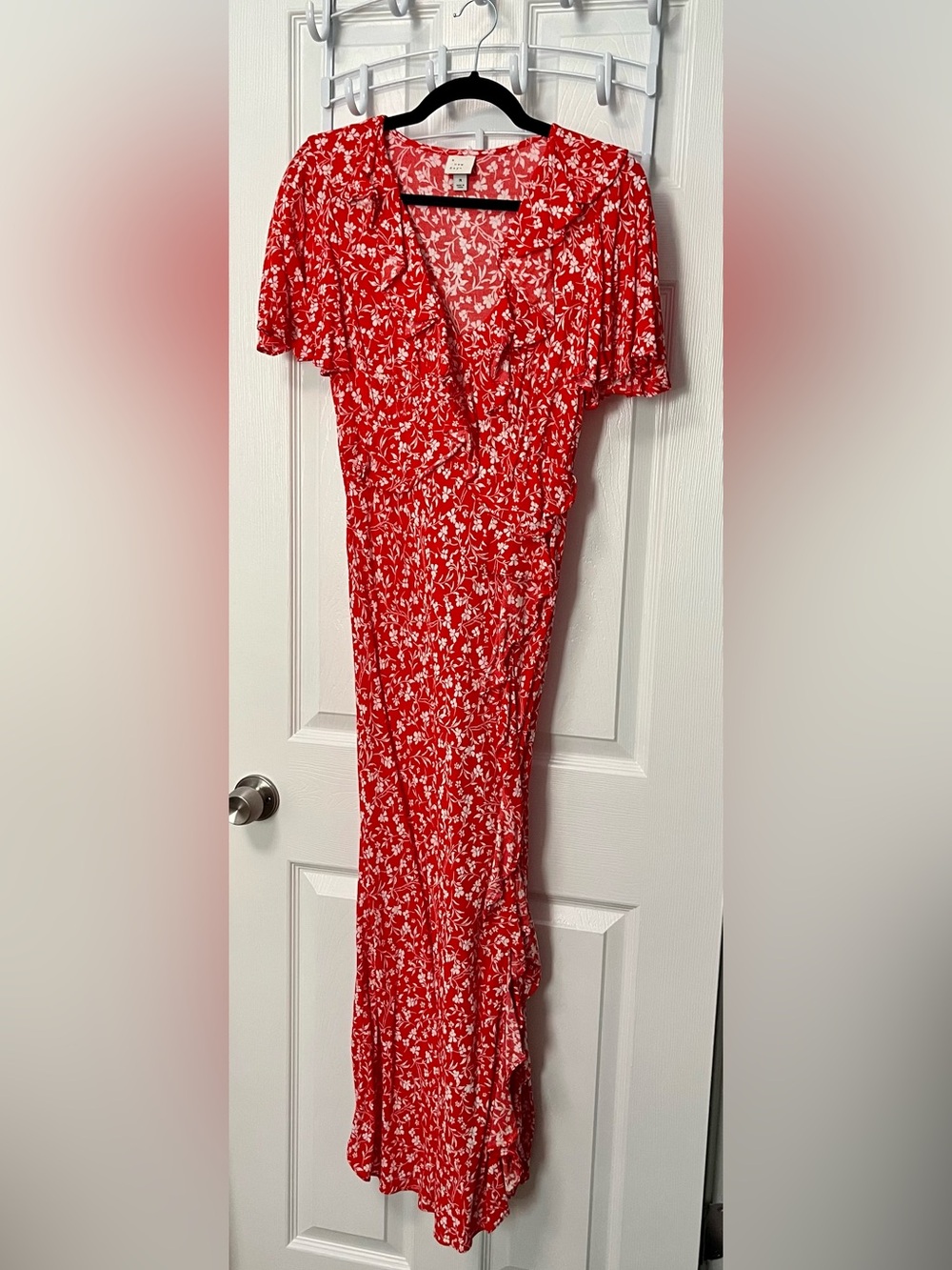 a new day Red and White Floral Midi Dress